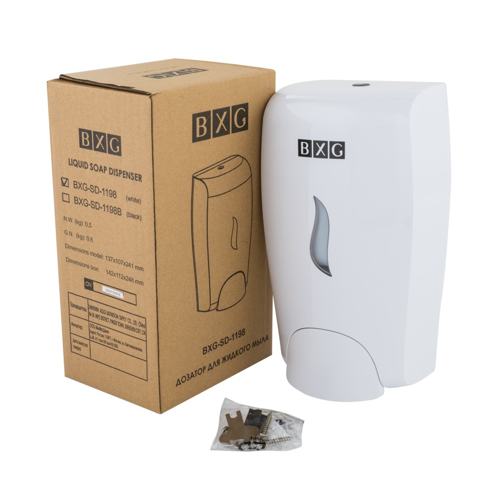 Диспенсер BXG SD-1198, для мыла жидкого 1 л, пластик, белый - 6