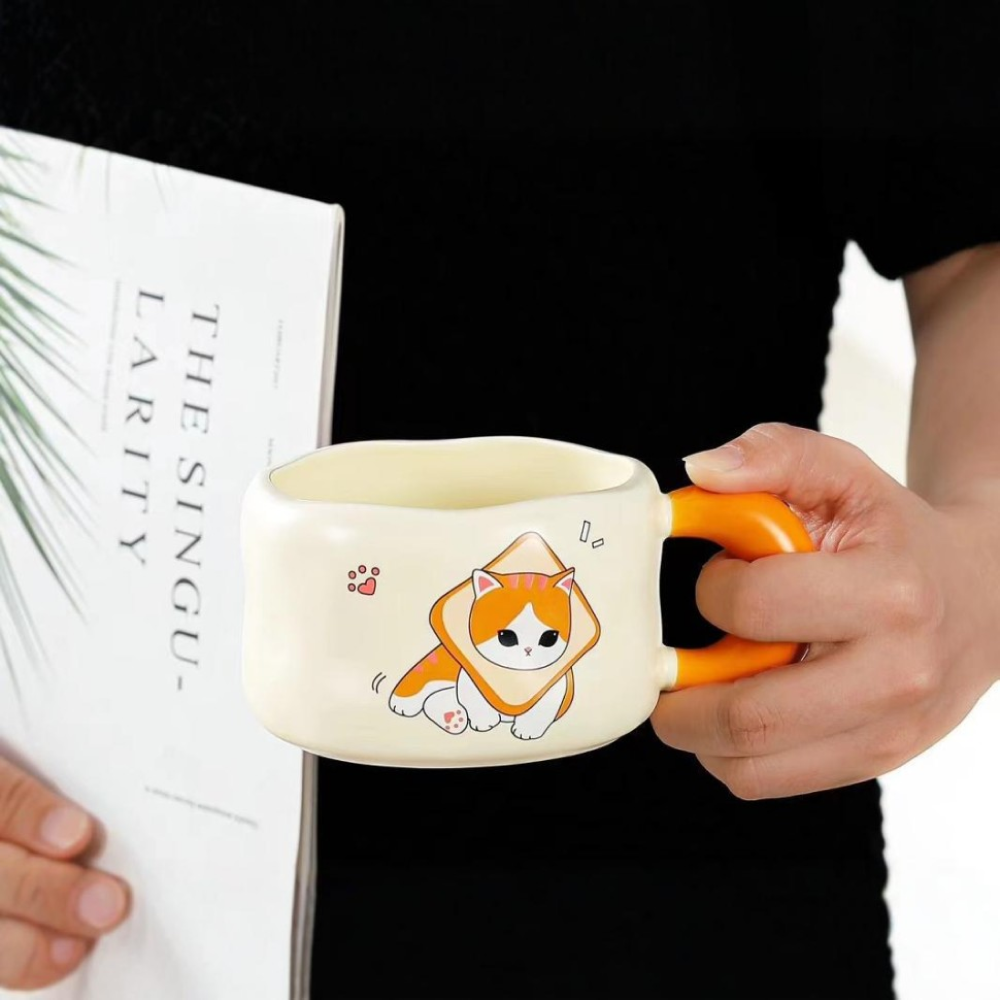 Кружка "Cat loves baking. Toast", керамика, 450 мл, бежевый, оранжевый - 2