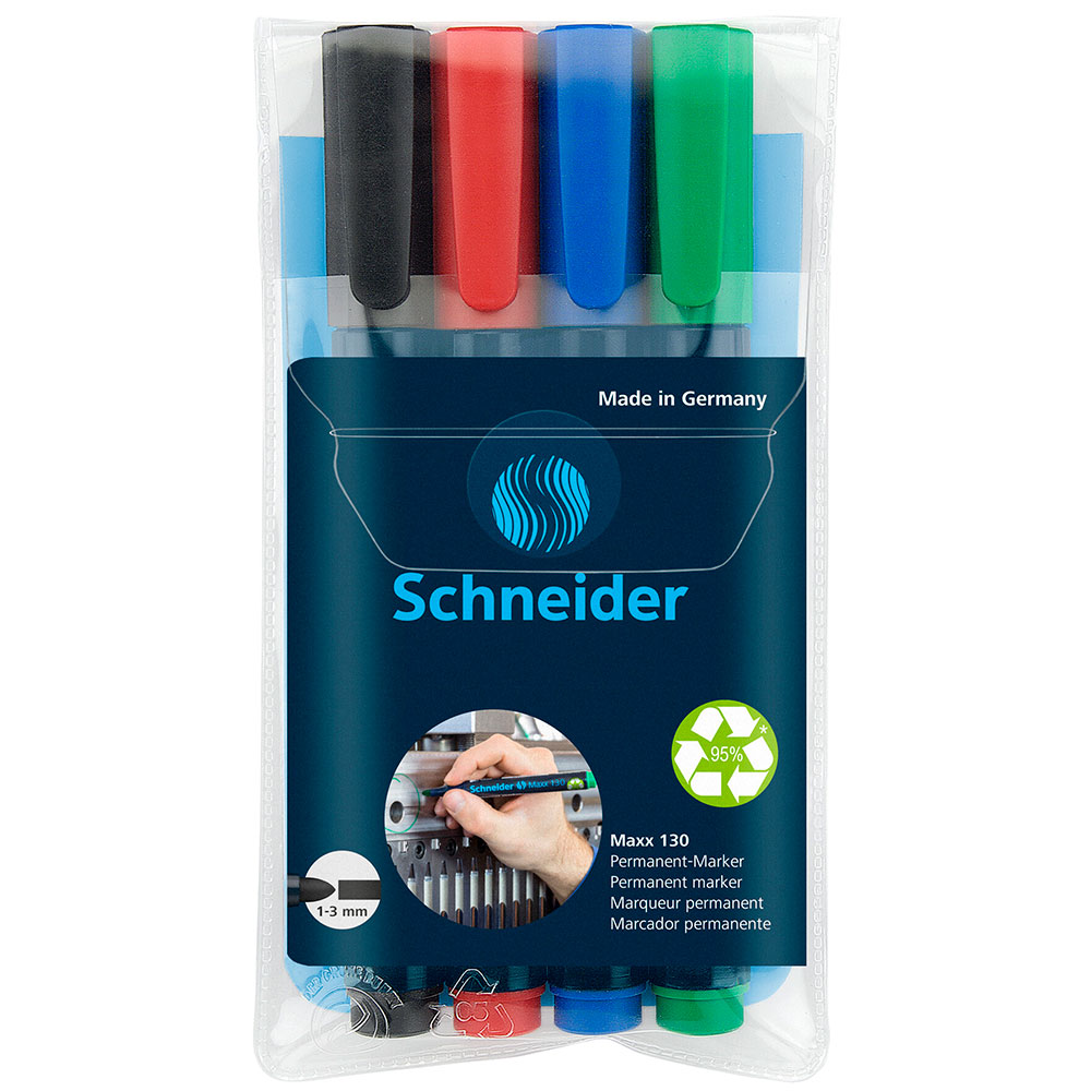 Набор маркеров перманентных "Schneider Maxx 130", 4 шт, ассорти - 2