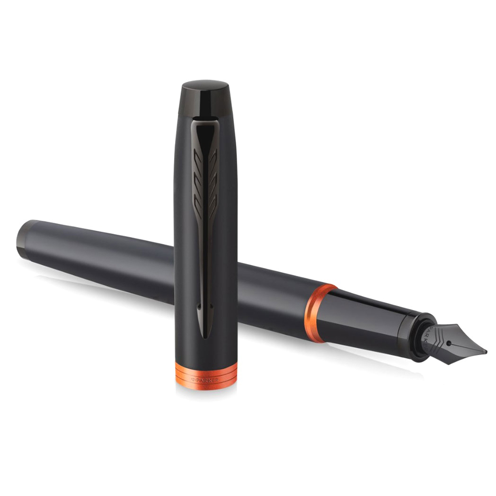 Ручка перьевая Parker "IM Vibrant Rings F315", M, черный, оранжевый, патрон синий - 3