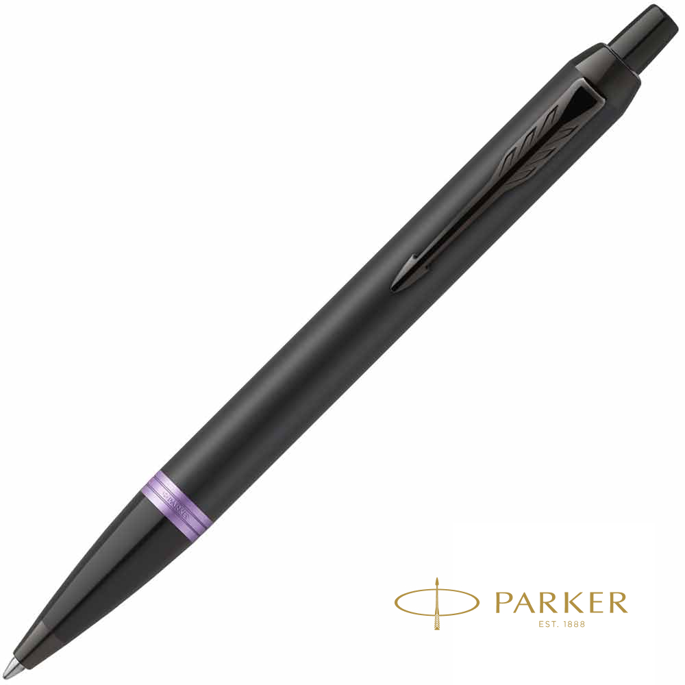 Ручка шариковая автоматическая Parker "IM Vibrant Rings K315", 0,7 мм, черный, фиолетовый, стерж. синий