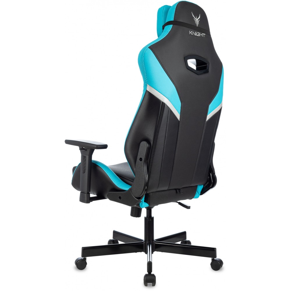Кресло игровое Бюрократ Knight Thunder 5X экокожа, черный, голубой, металл - 5