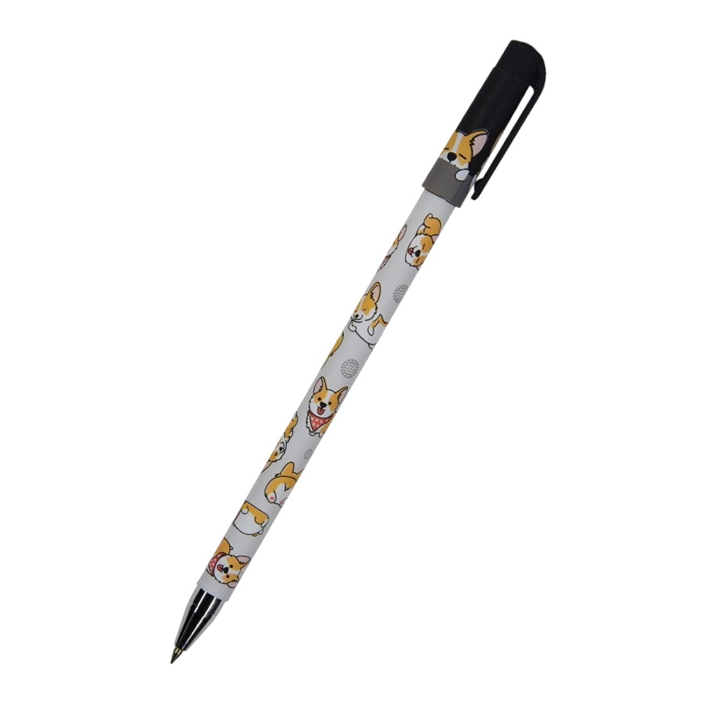 Ручка шариковая "HappyWrite. Друзья. Корги", 0.5 мм, пластик, стерж. синий, серый