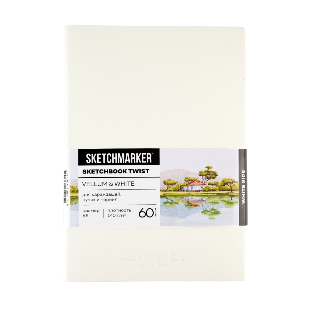 Скетчбук "Sketchmarker Vellum & White", А5, 120 листов, бумага молочная, белая