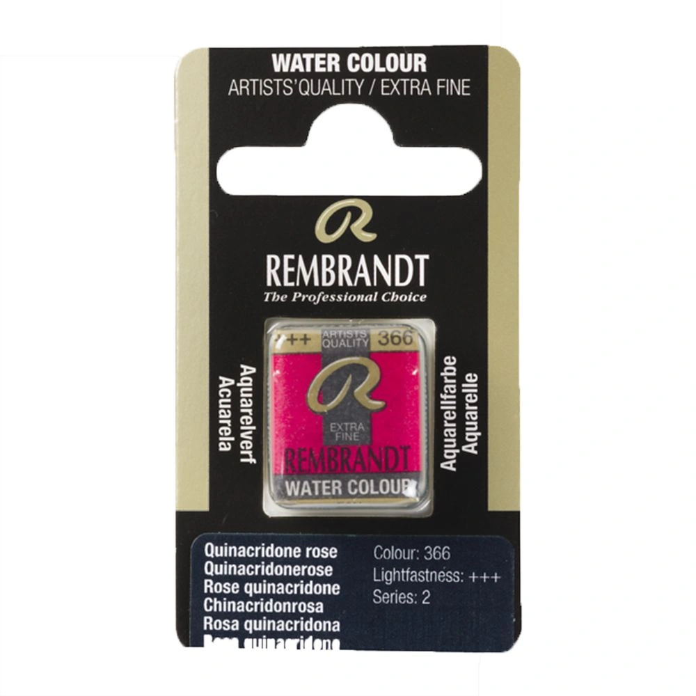 Краски акварельные "Rembrandt", 366 квинакридон розовый, кювета