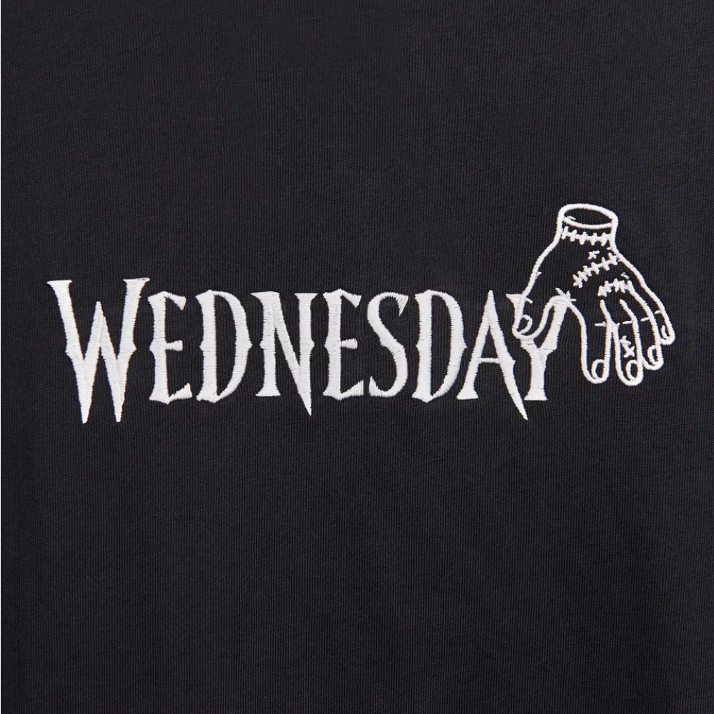 Набор сувенирный «Футболка оверсайз «We wear black», унисекс, черный, XS-S + Стикерпак «Wednesday», А6» - 5