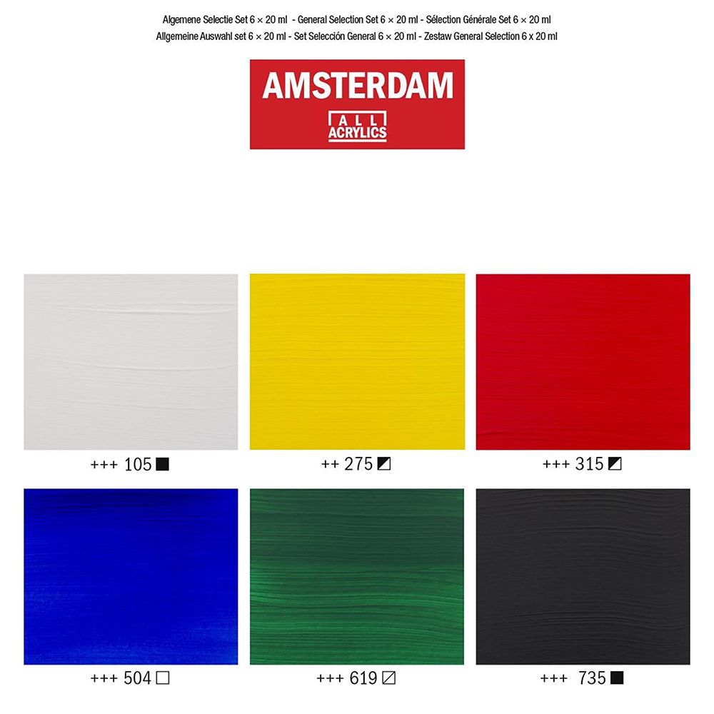 Набор красок акриловых "Amsterdam", 6 цветов, ассорти - 2