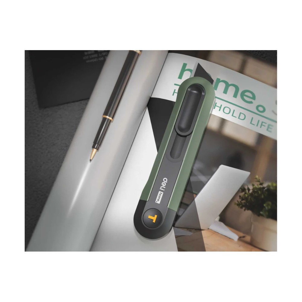 Набор ножей строительных Deli HSEHT4003L, 3 шт (ножи 9мм/18мм/трапеция), Soft Touch, зеленый - 11