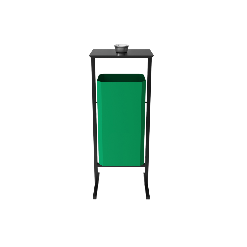 Урна уличная для мусора СТАНДАРТ с пепельницей, 50 л, металл, зелёный - 2