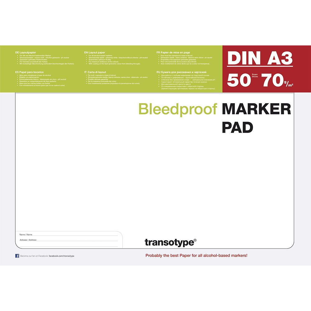 Блок-склейка бумаги для маркеров "Marker Pad", A3, 70 г/м2, 50 листов