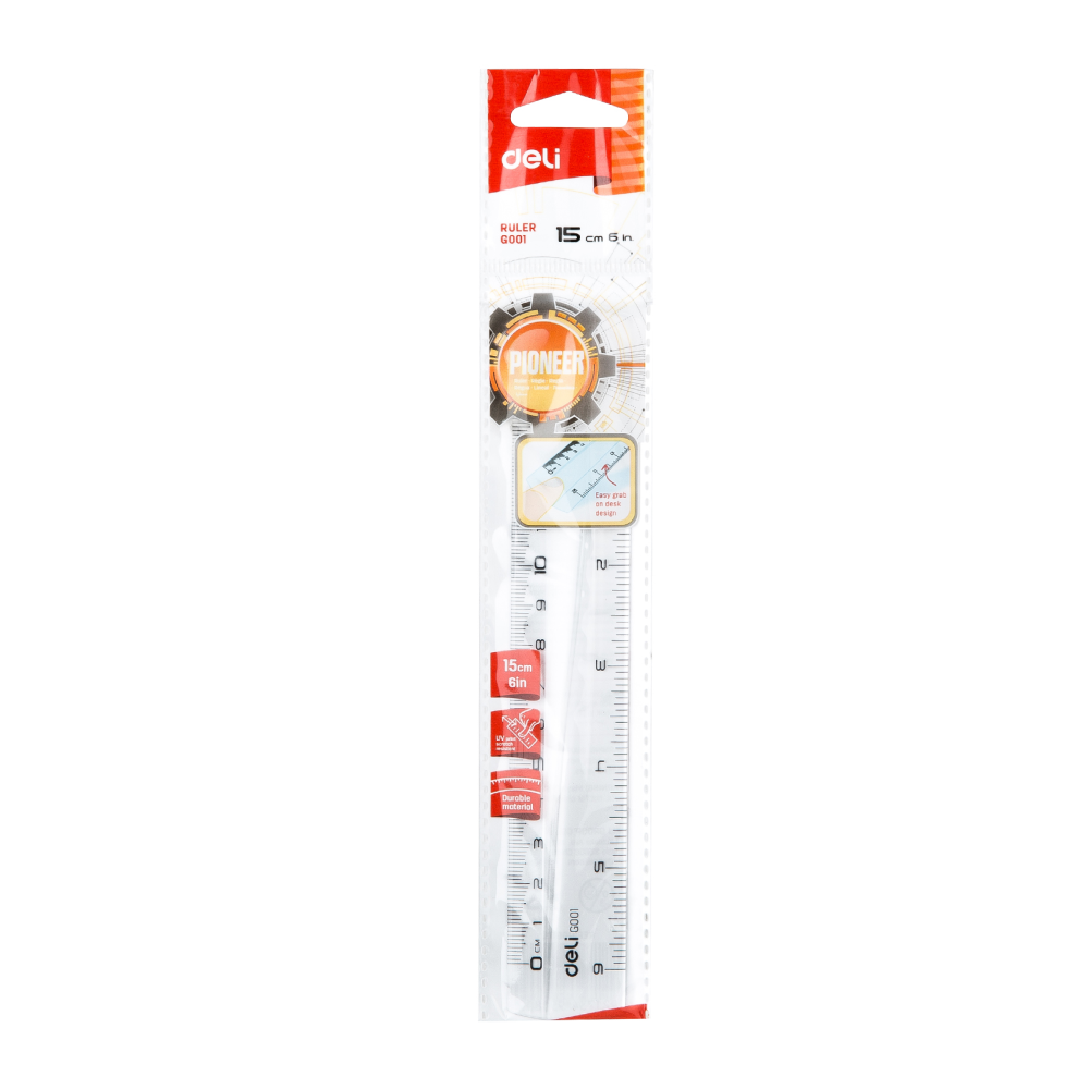 Линейка "Deli EG00112", 15 см, прозрачный - 2