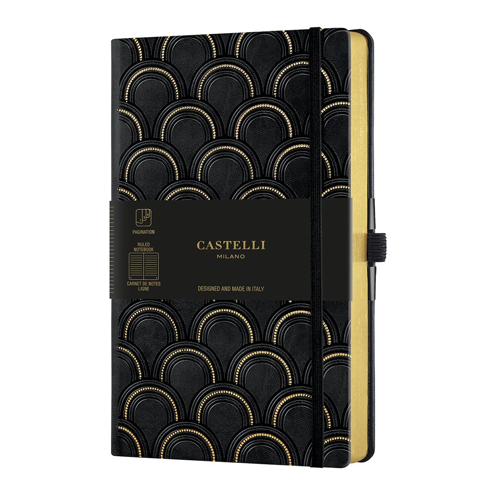 Блокнот Castelli Milano "Art Deco Gold", А5, 96 листов, линейка, черный, золотой