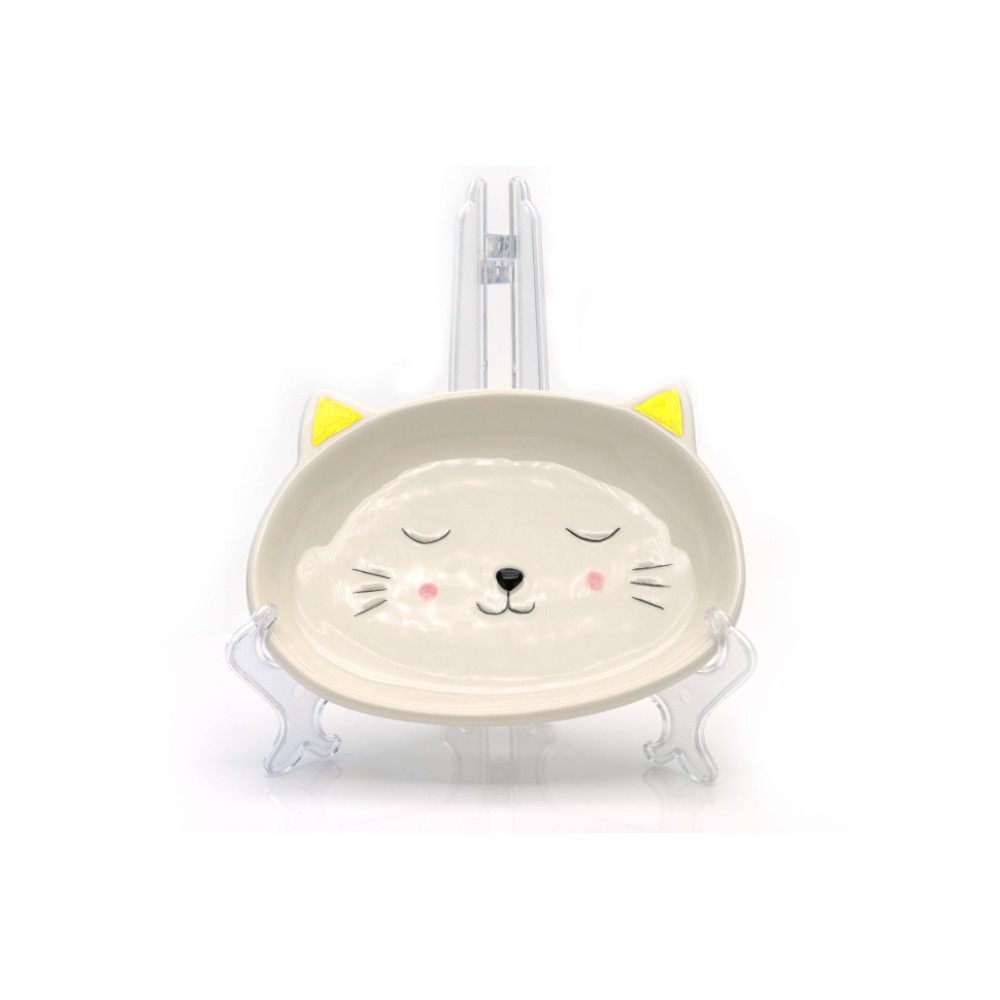 Тарелка керамическая "Cat plate", 19.5 см, бежевый