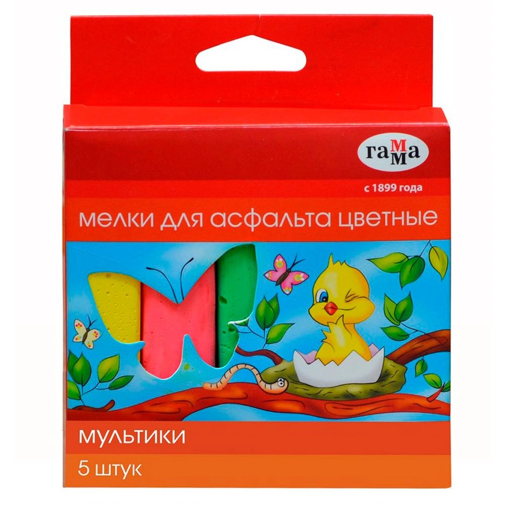 Мелки для асфальта "Мультики", 5 шт, ассорти - 2
