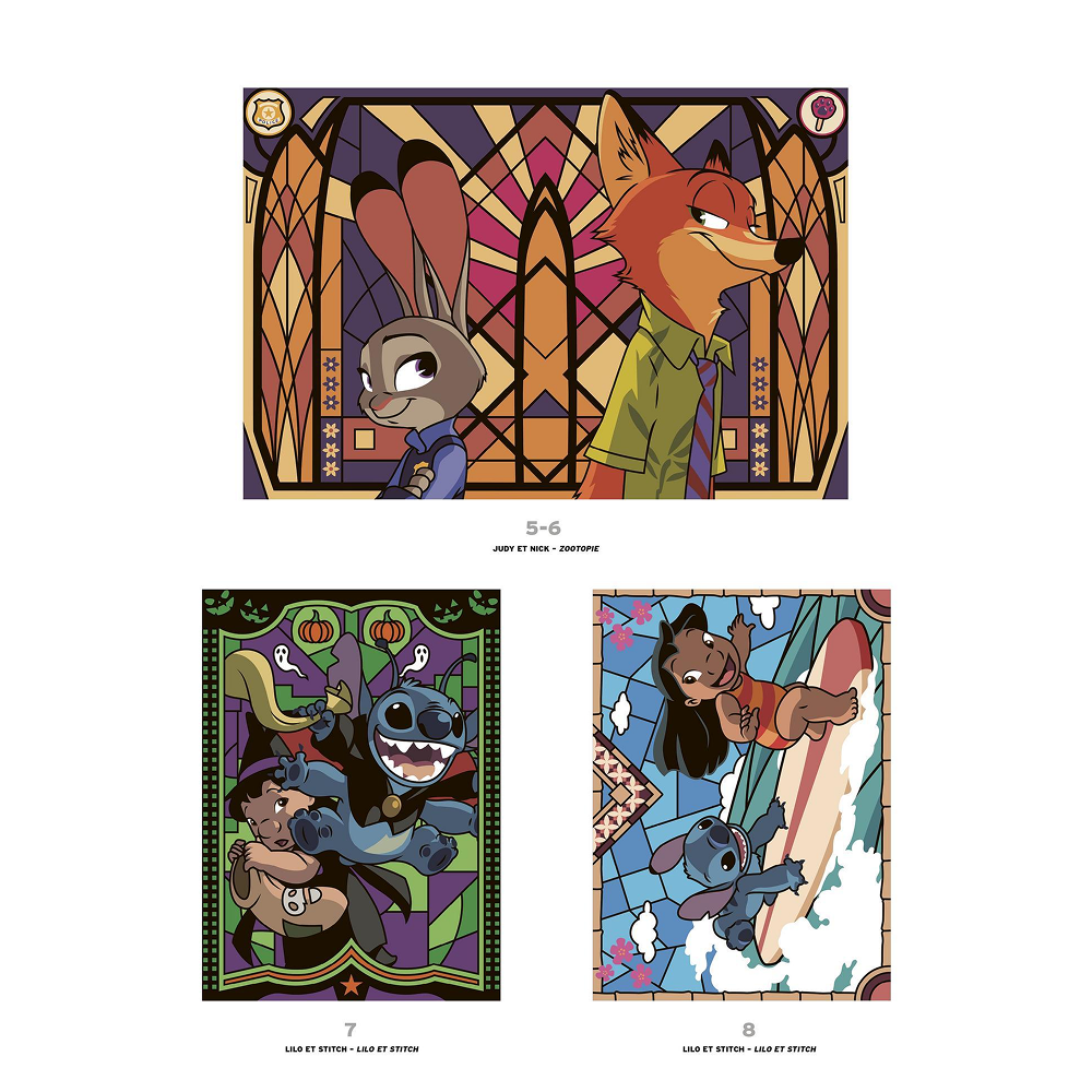 Раскраска по номерам на французском языке "Coloriages mystères Disney - Vitraux Tome 2" - 3