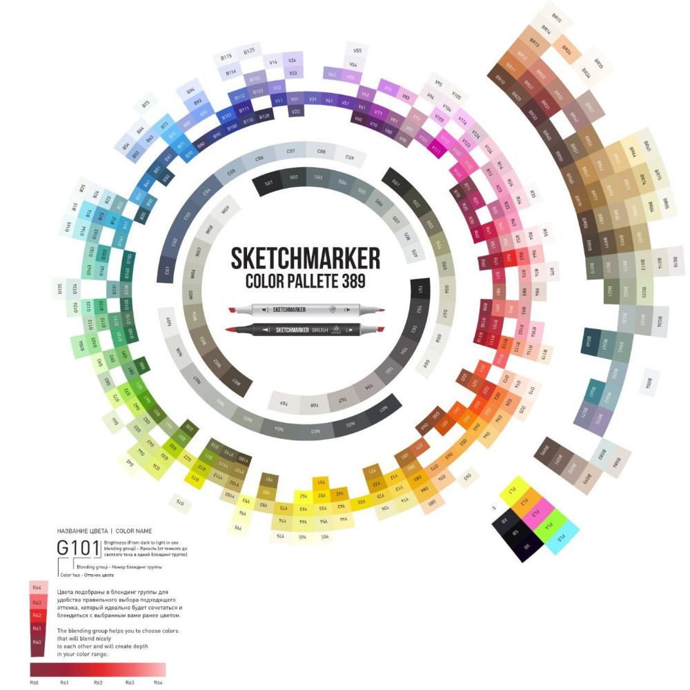Маркер художественный "Sketchmarker", двухсторонний, SG2 серый простой 2 - 3
