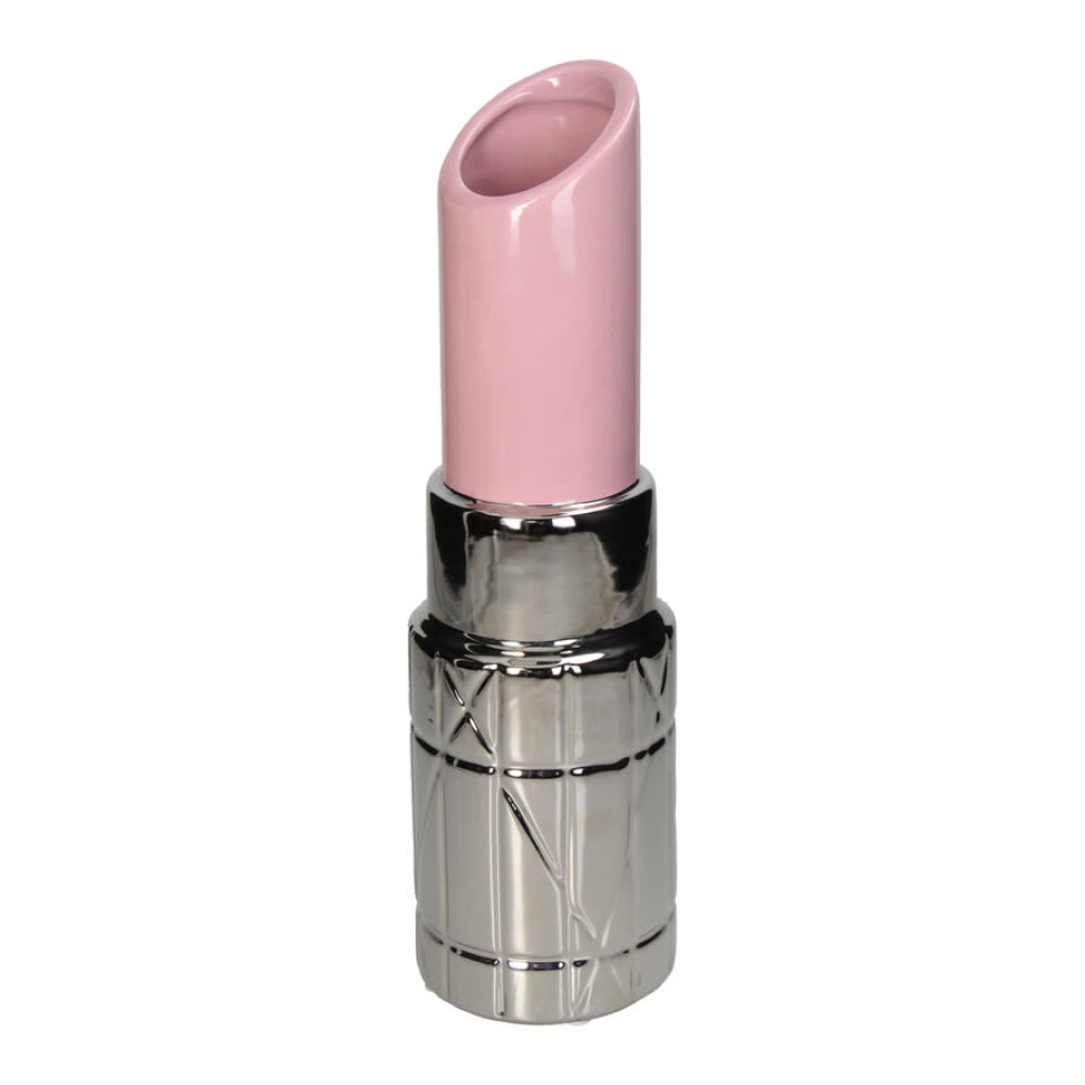 Ваза "Lipstick", фаянс, розовый, серебристый