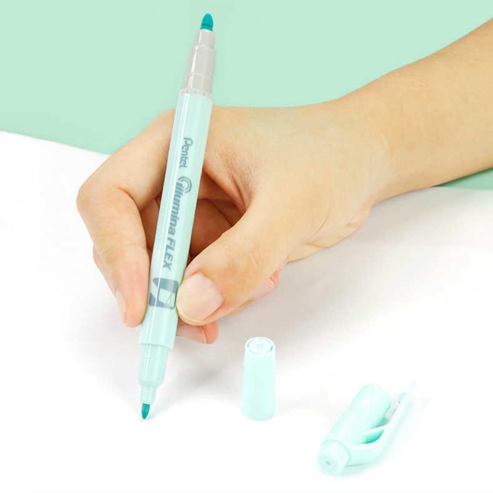 Маркер текстовый двусторонний «Pentel Illumina flex», пастельный, голубой - 6