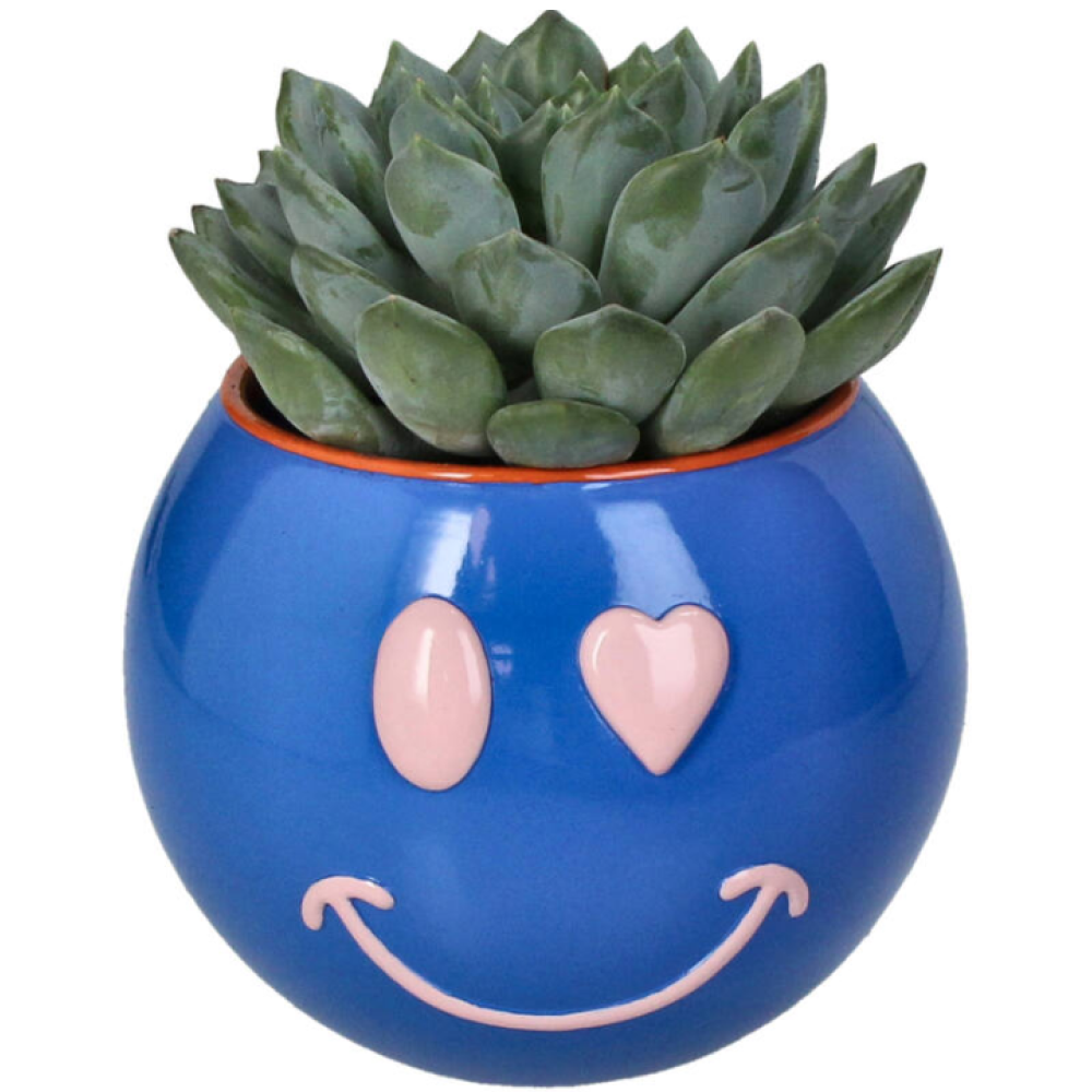 Кашпо "Smiley", полистоун, синий - 2