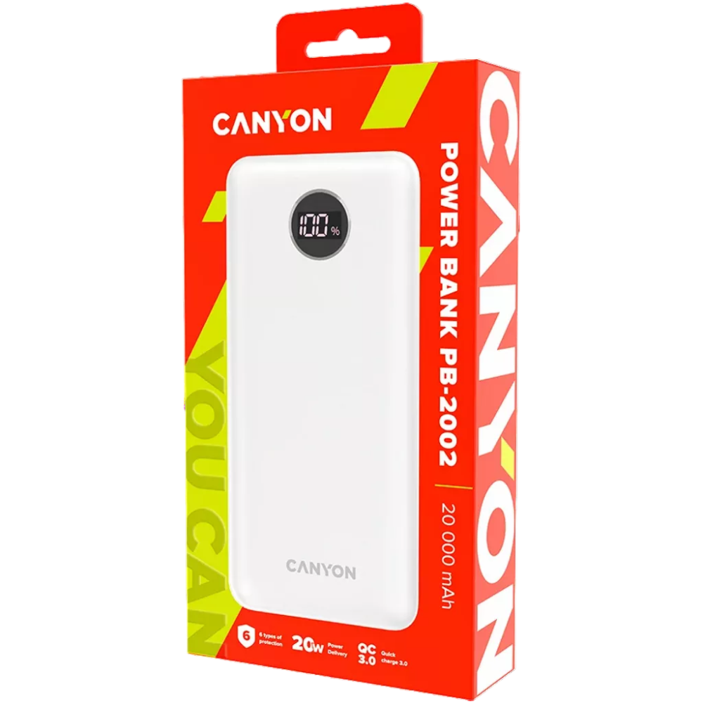 Внешний аккумулятор CANYON "PB-2002", 20000mAh, белый - 4