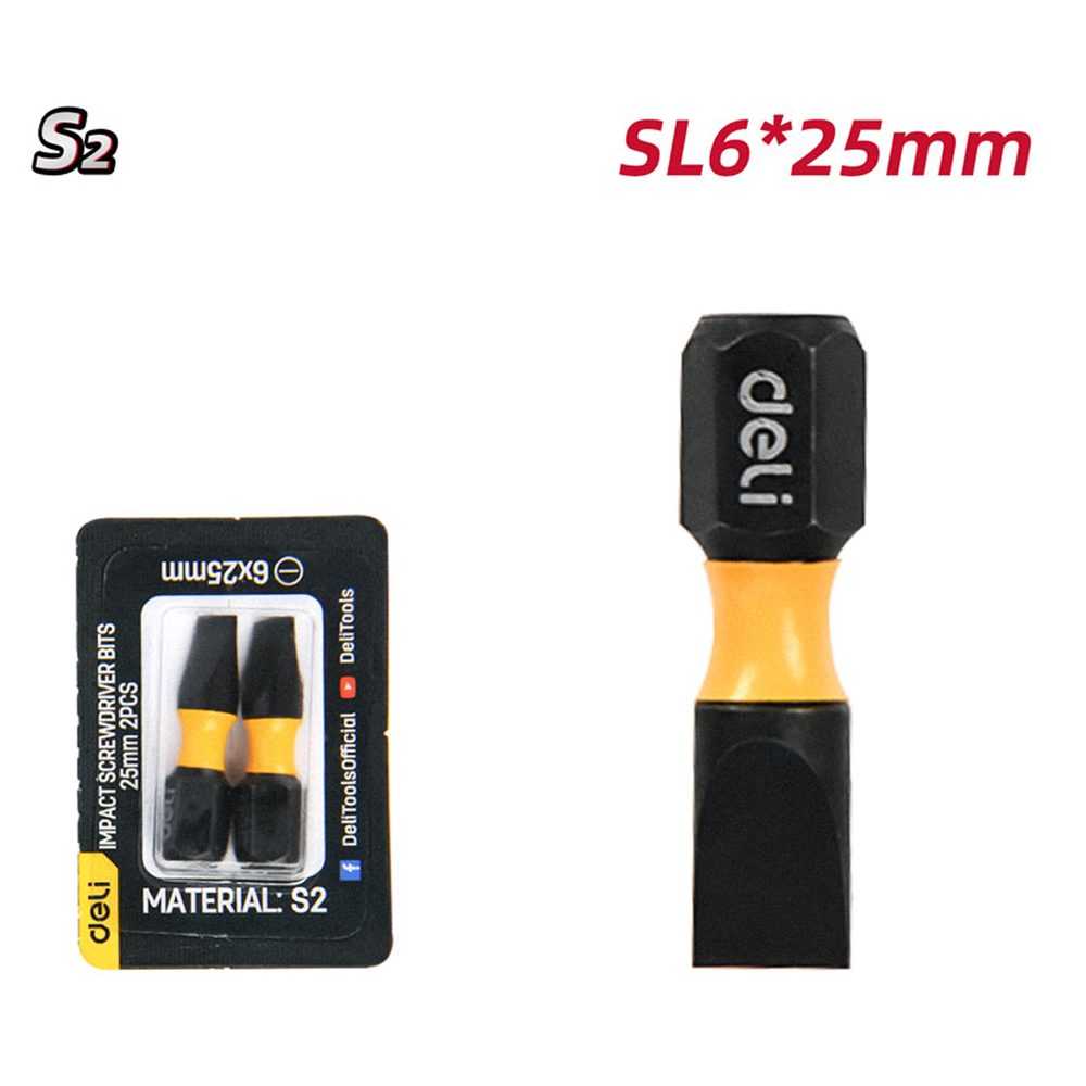 Бита ударная Deli YS EDL251005Z, 2 шт., SL6 x 25 мм - 5