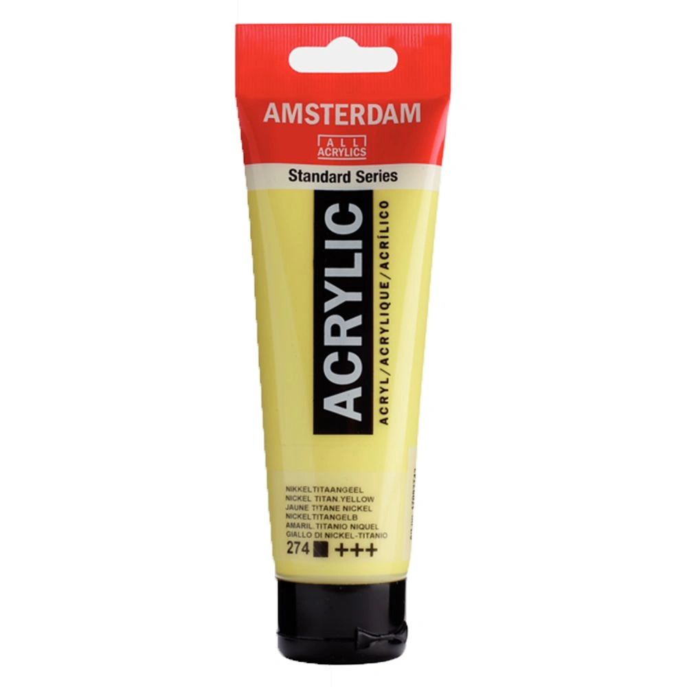Краски акриловые "Amsterdam", 274 никелевый желтый, 120 мл, туба