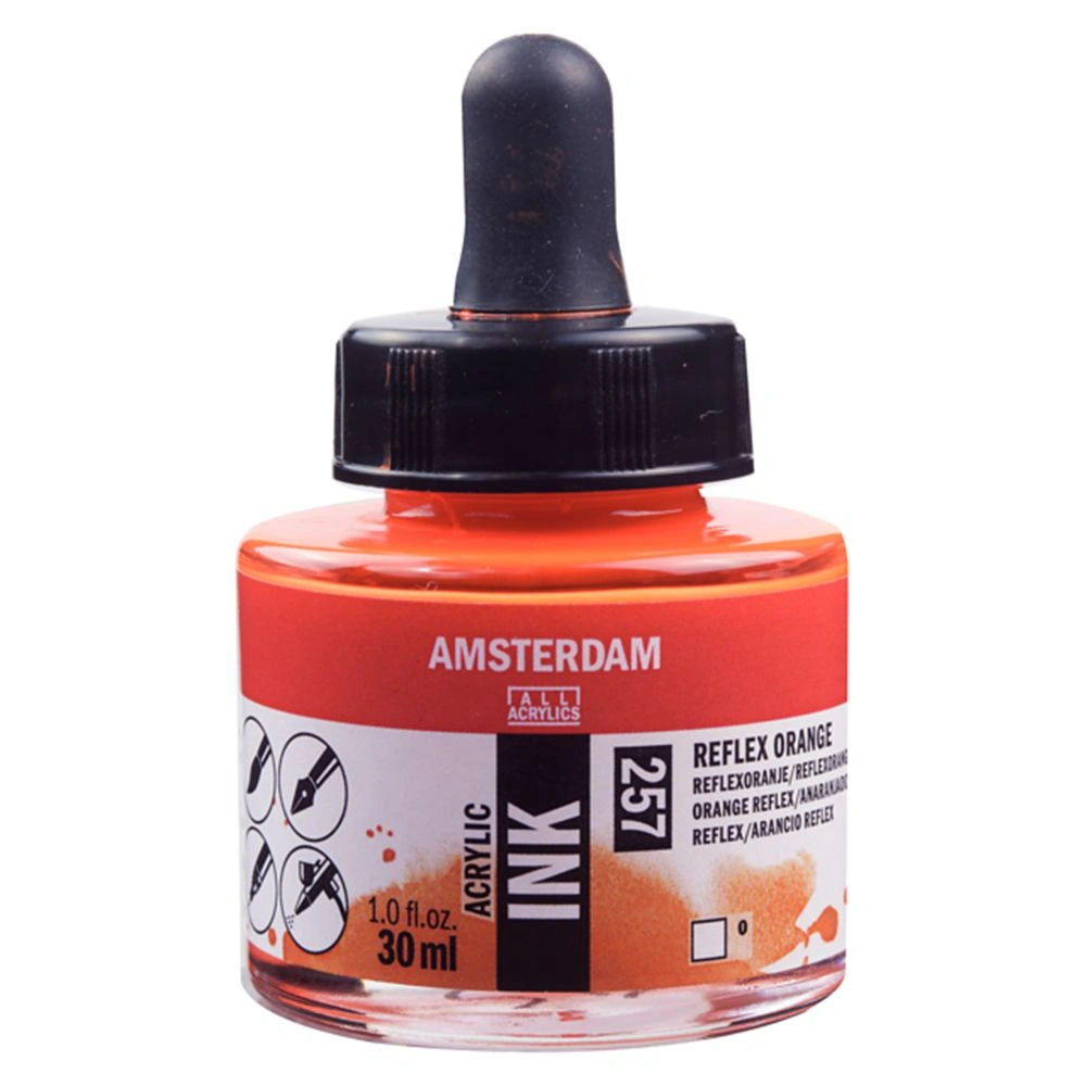 Жидкий акрил "Amsterdam", 257 флуоресцентный оранжевый, 30 мл, банка