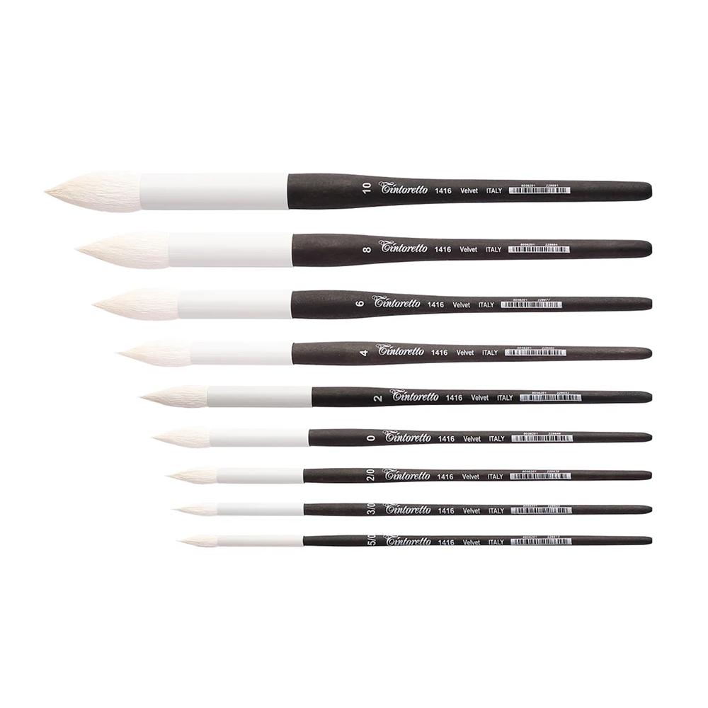 Кисть "Tintoretto Velvet", имитация козы, круглая, короткая ручка, №5/0 - 2