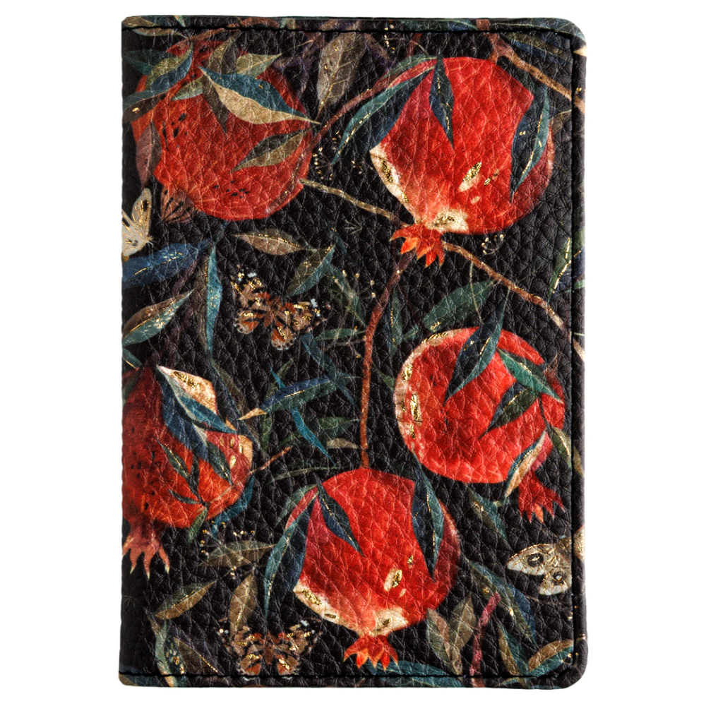Обложка для паспорта "Flora. Гранат", кожзам., черный, красный - 2