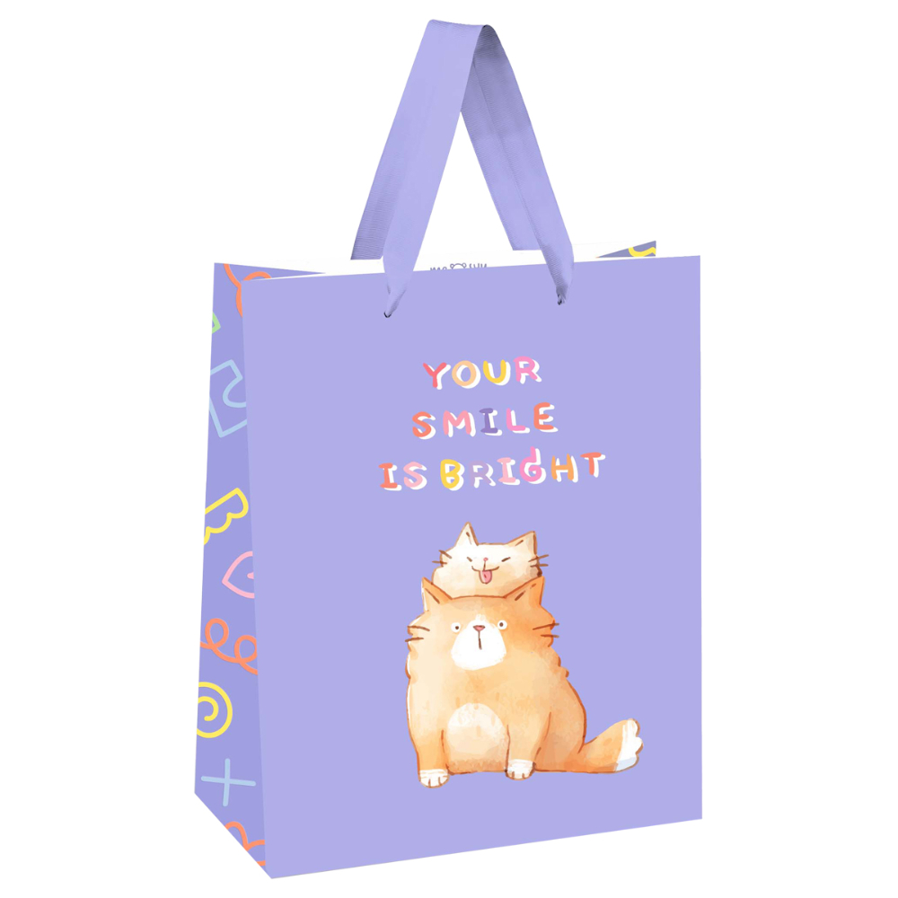 Пакет бумажный подарочный "Your smile is bright",18x23x10 см, крафт, белый