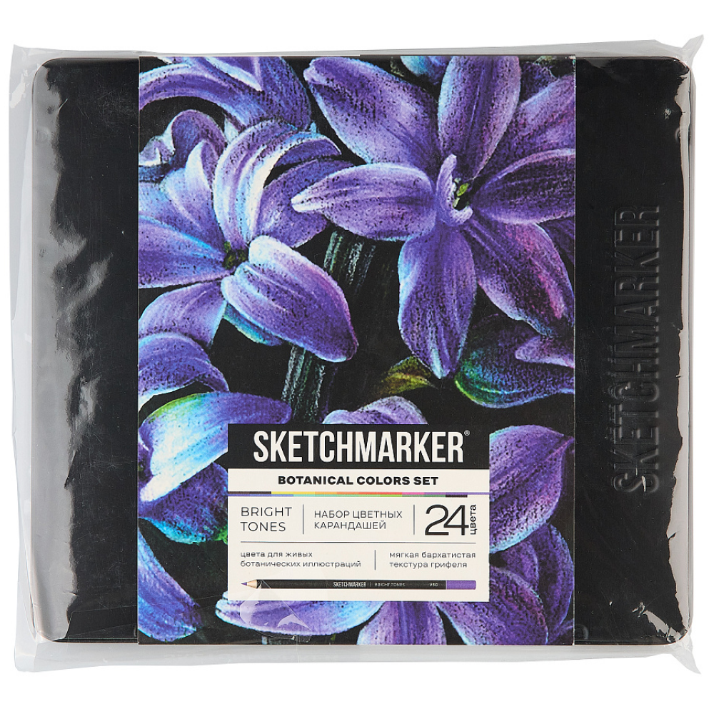 Набор карандашей цветных "Sketchmarker Ботаника", 24 цвета, в металлической коробке - 2
