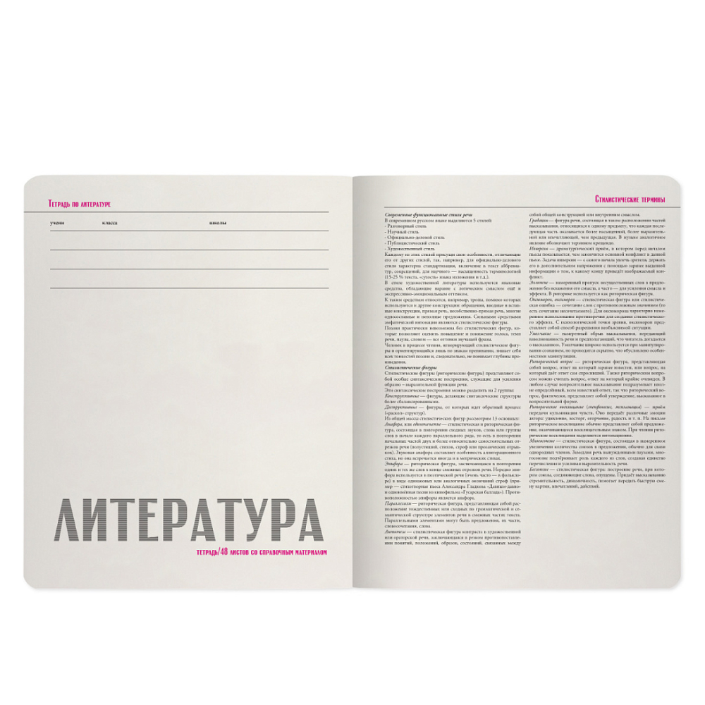 Тетрадь "Зверобудни. Литература", A5, 48 листов, линейка, черный - 2