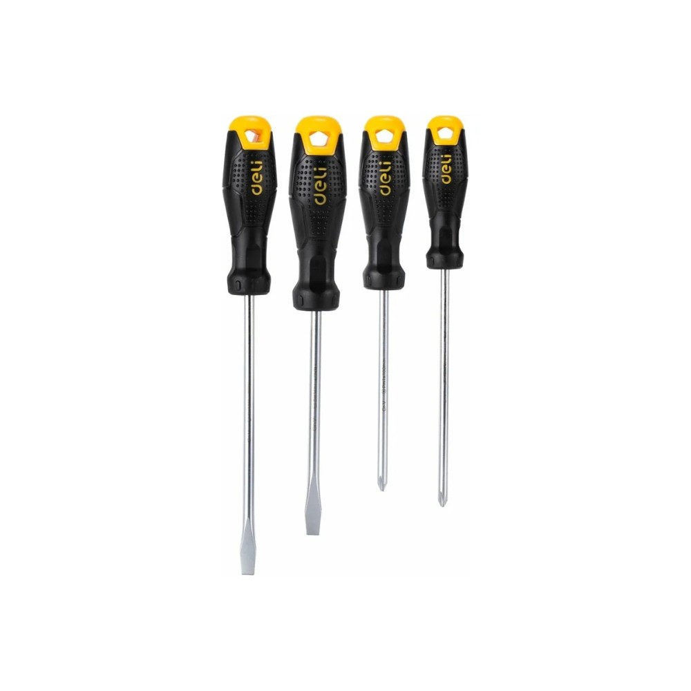 Набор отверток Deli YS EDL620004, 4 шт, SL5x100, SL6x150, PH1x100, PH2x150, черный, желтый