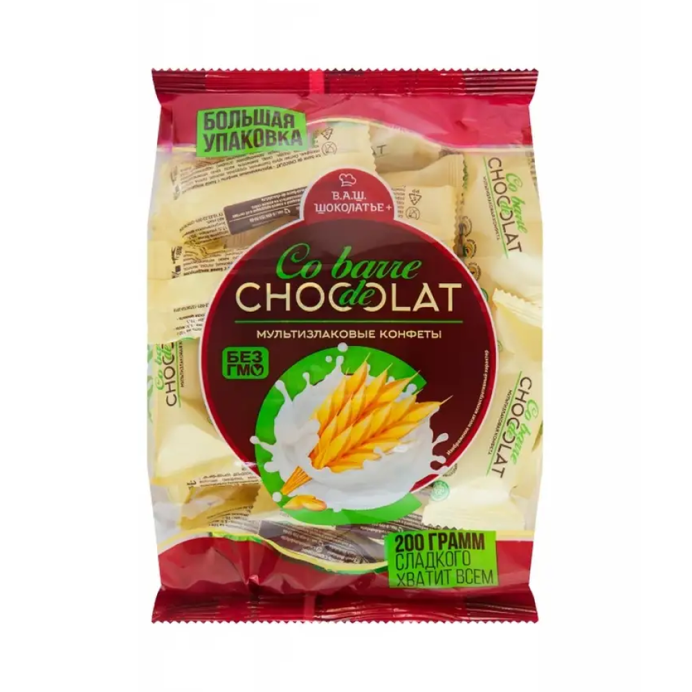 Конфеты "Co barre de CHOCOLAT" с белой глазурью, 150 гр, мультизлаковые 