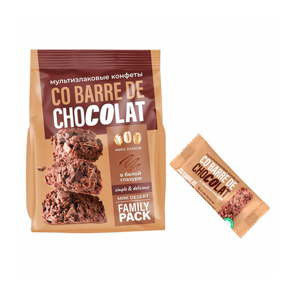 Конфеты "Co barre de CHOCOLAT" с темной глазурью, 135 гр, мультизлаковые  - 2