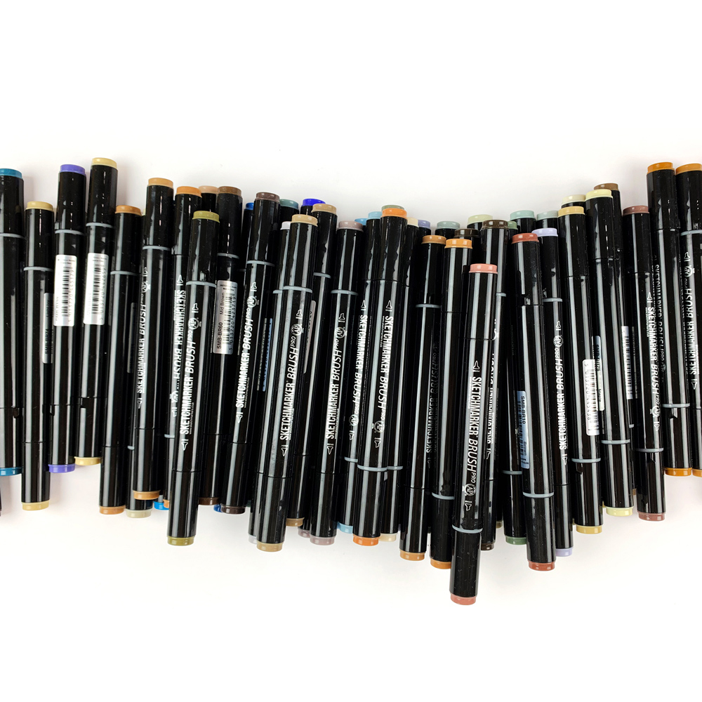 Маркер перманентный двусторонний "Sketchmarker Brush", GG3 серо-зеленый 3 - 4